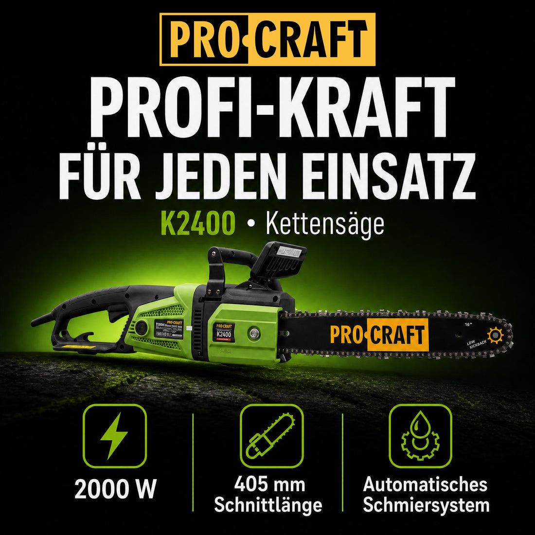 Motosega Procraft K2400 2000 Watt 405 mm di lunghezza di taglio