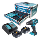 Makita DHP 490 SFX9 Akku Schlagbohrschrauber 18 V 65 Nm Brushless 2x Akku 3 0 Ah Ladegeraet 96 tlg Zubehoer Set Koffer 0 - toolbrothers