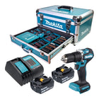 Makita DHP 487 SFX9 Akku Schlagbohrschrauber 18 V 40 Nm Brushless 2x Akku 3 0 Ah Ladegeraet 96 tlg Zubehoer Set Koffer 0 - toolbrothers