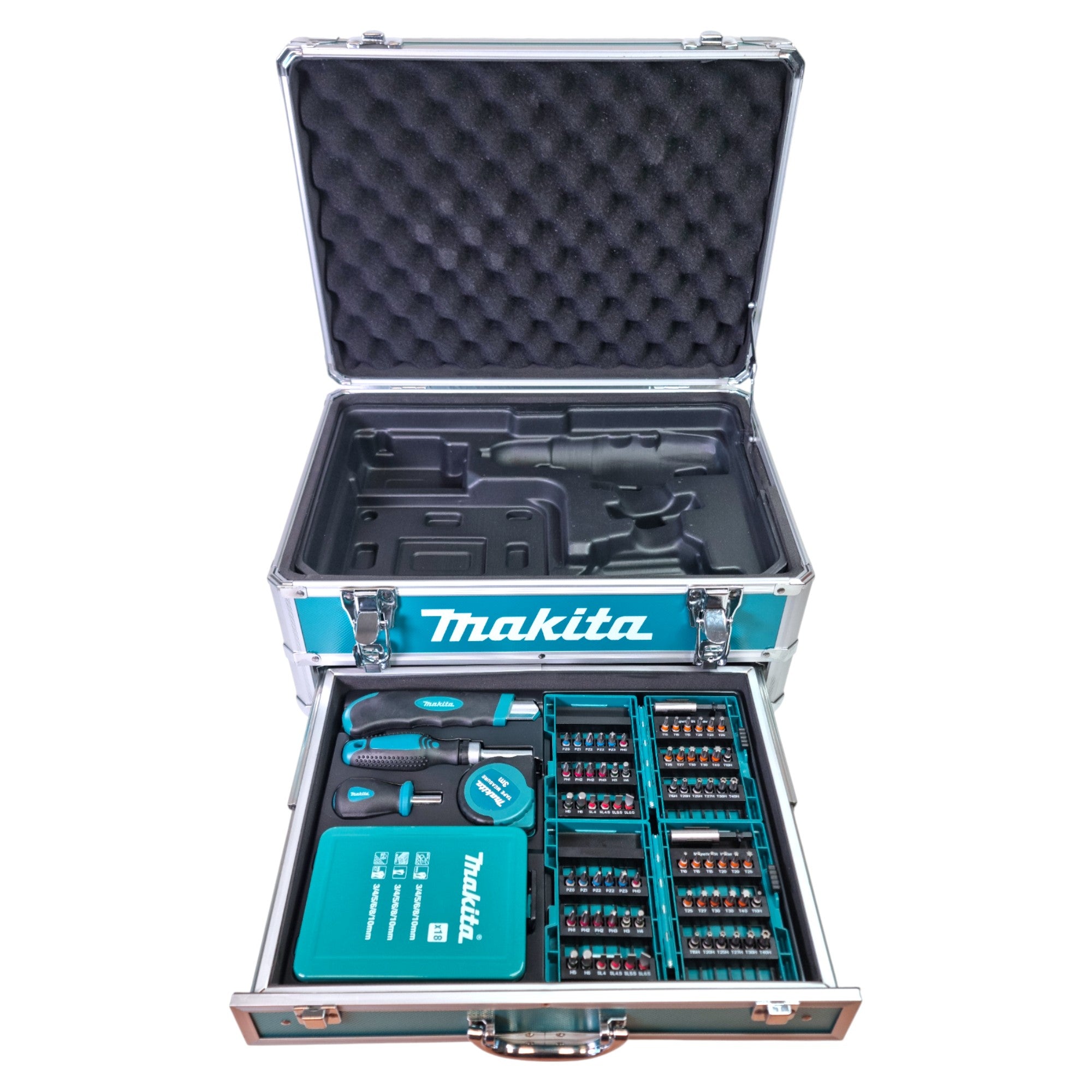 Makita DHP 482 SFX9 Akku Schlagbohrschrauber 18 V 62 Nm 2x Akku 3 0 Ah Ladegeraet 96 tlg Zubehoer Set Koffer 2 - toolbrothers