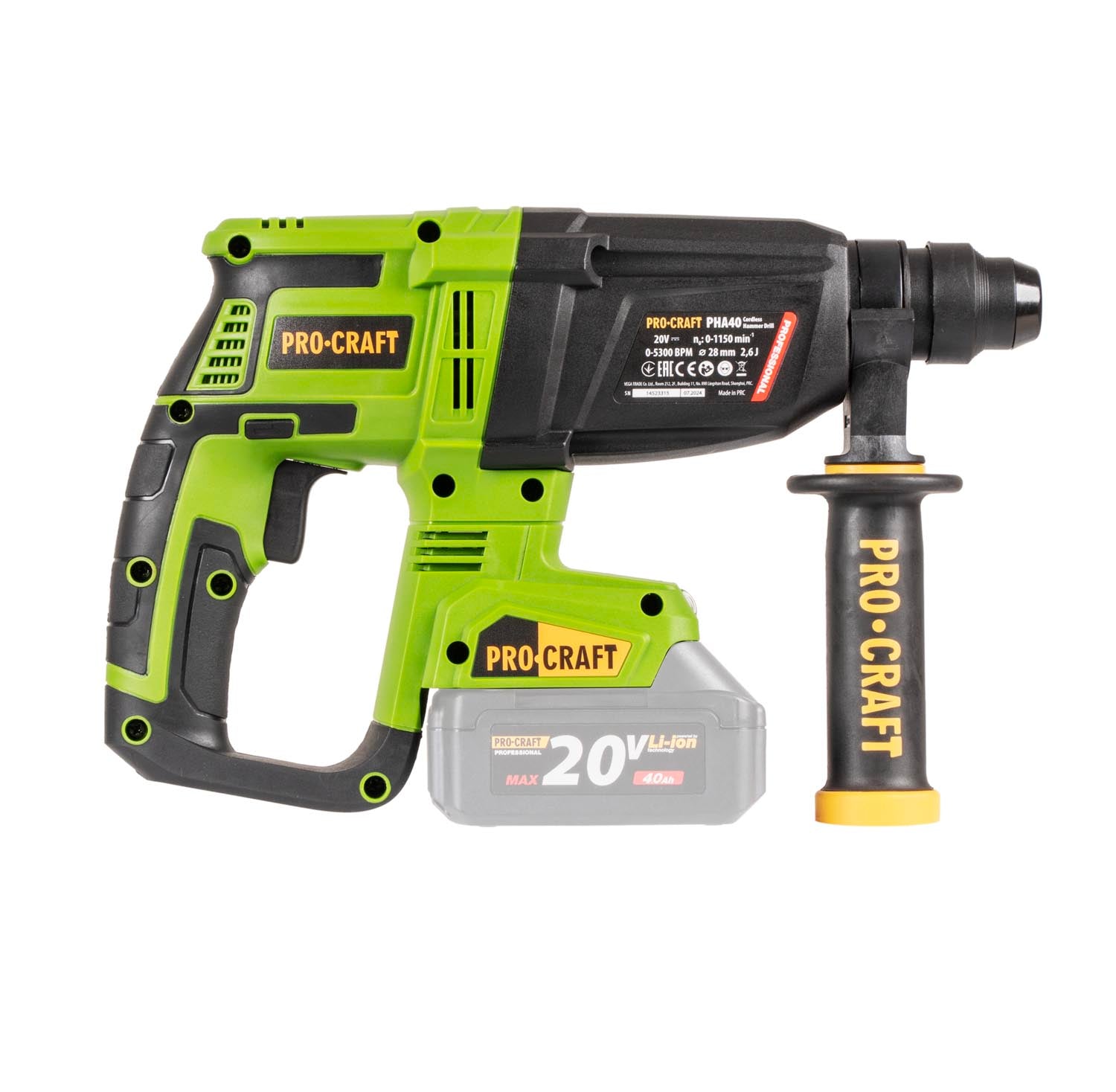 Procraft PHA40bb c Akku Bohrhammer 20 V 2 6 J SDS plus Brushless 1x Akku 4 0 Ah Koffer ohne Ladegeraet 3 - toolbrothers
