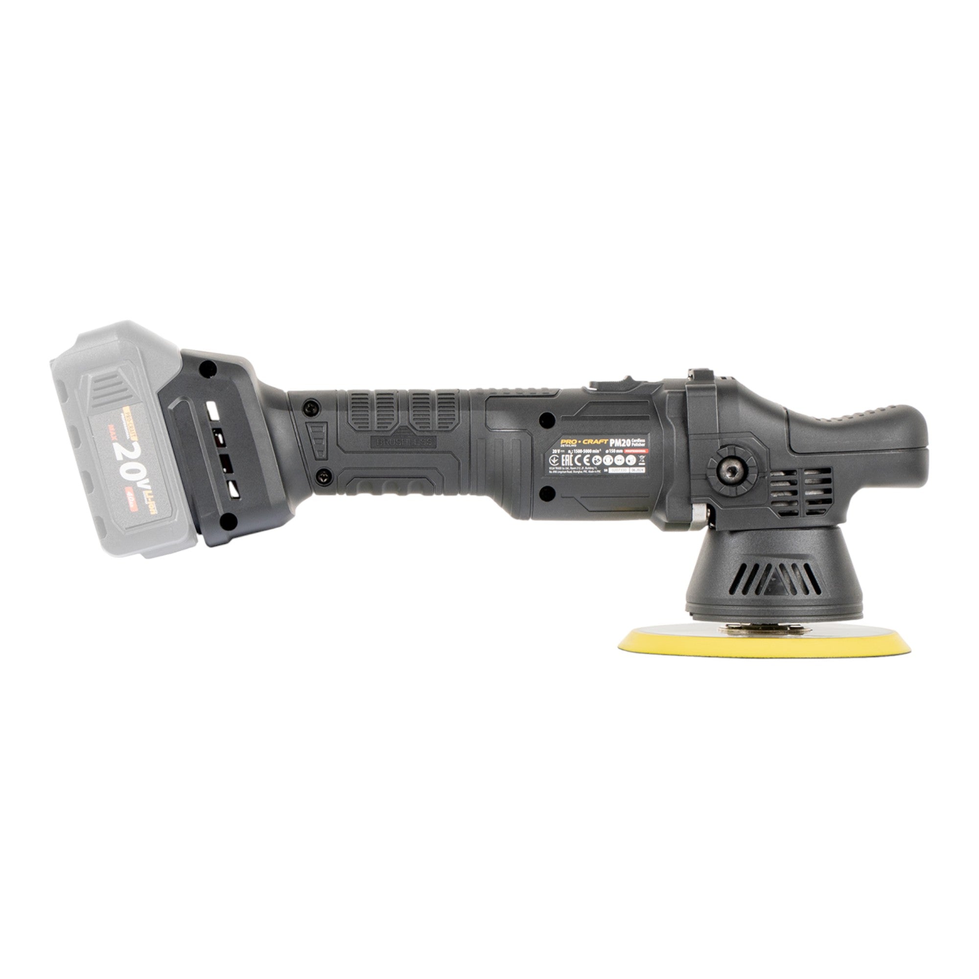 Procraft PM20bb Akku Poliermaschine 20 V 150 mm 1x Akku 4 0 Ah ohne Ladegeraet 2 - toolbrothers
