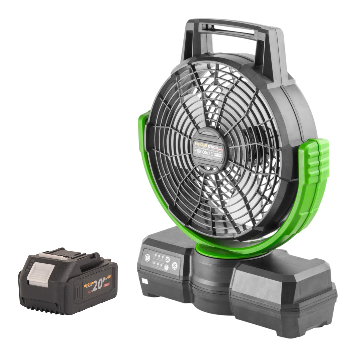 Ventilatore a batteria Procraft CF20bb 20 V 235 mm + 1x batteria 4,0 Ah - senza caricabatterie