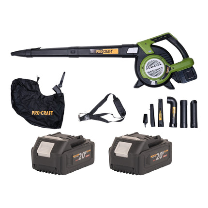 Procraft VB20 Akku Laubblaeser und Laubsauger 40 V 2x 20 V Brushless 2x Akku 4 0 Ah ohne Ladegeraet 0 - toolbrothers