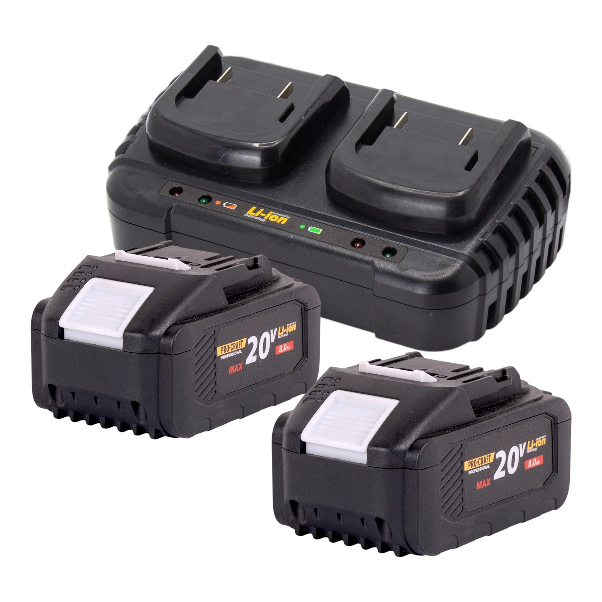 Procraft VB20 Akku Laubblaeser und Laubsauger 40 V 2x 20 V Brushless 2x Akku 8 0 Ah Doppelladegeraet 3 - toolbrothers