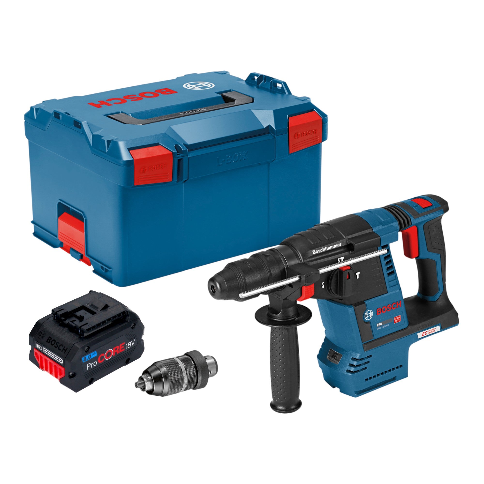 Bosch GBH 18V 26 F Professional Akku Bohrhammer 18 V 2 6 J SDS plus Brushless 1x ProCORE Akku 8 0 Ah L Boxx ohne Ladegeraet 0 - toolbrothers