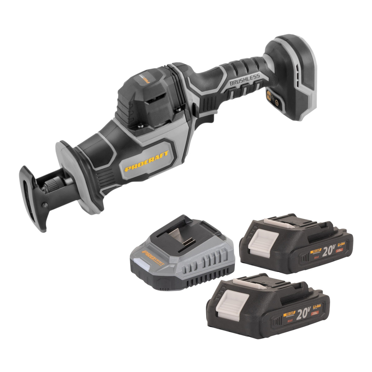 Sega alternativa Procraft Industrial RS20Abb 20 V Brushless + 2x batteria 2,0 Ah + caricabatteria