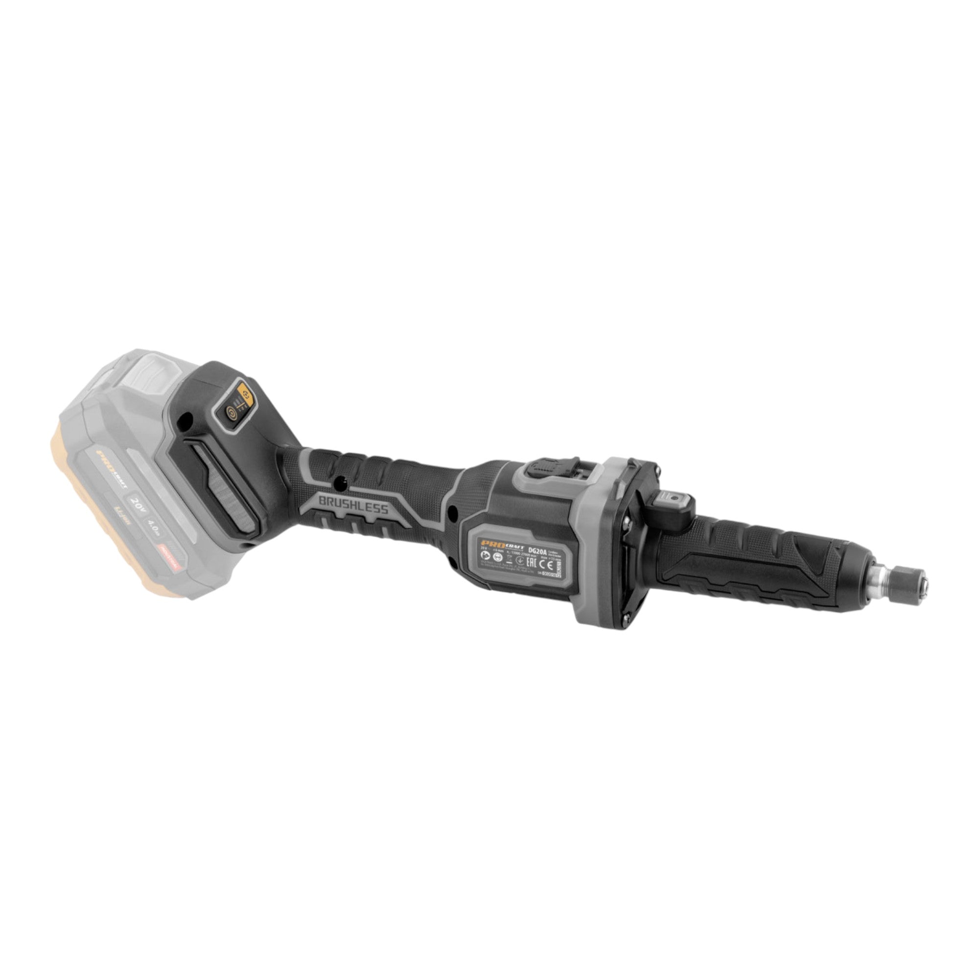 Procraft Industrial DG20A BB Akku Geradschleifer 20 V 6 mm Brushless 2x Akku 2 0 Ah Ladegeraet 4 - toolbrothers