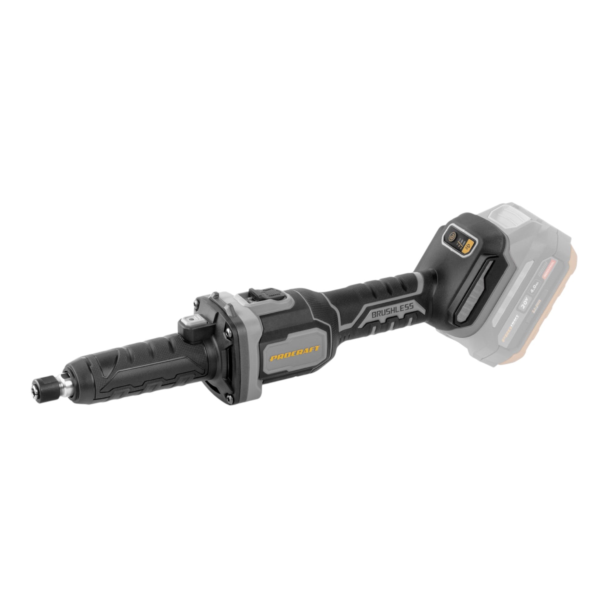 Procraft Industrial DG20A BB Akku Geradschleifer 20 V 6 mm Brushless 1x Akku 4 0 Ah Ladegeraet 1 - toolbrothers