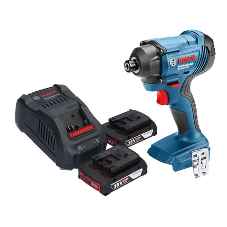 Bosch GDR 18 V-160 Avvitatore ad impulsi a batteria 18 V 1/4" + 2x Batterie GBA 2,0 Ah + Caricabatterie Bosch GAL 1880 CV