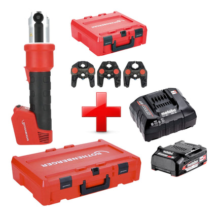 Rothenberger ROMAX NANO Akku Pressmaschine 18 V 34 kN CAS 1x Akku 2 0 Ah Ladegeraet 3 tlg SV Pressbacken Set Rocase 0 - toolbrothers