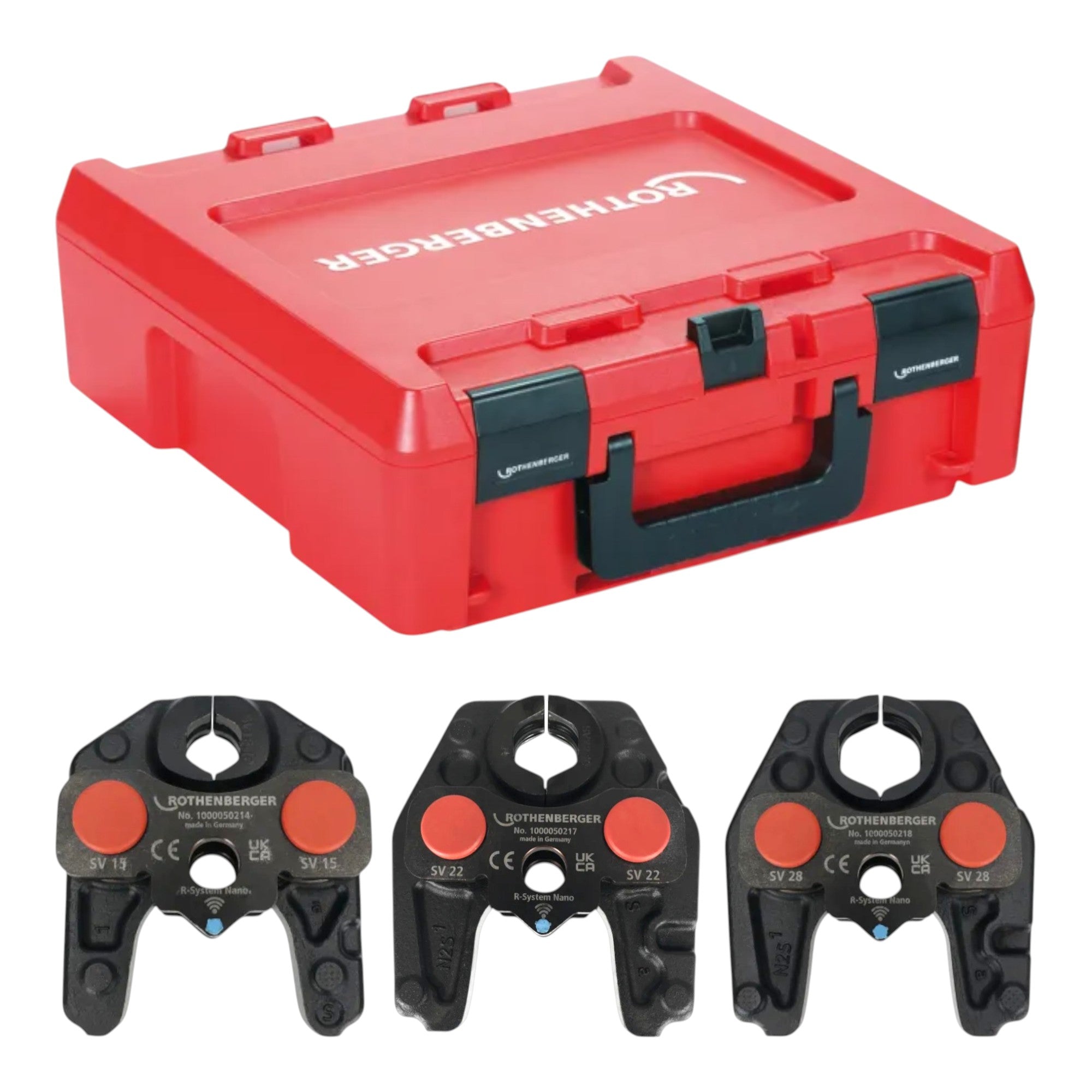 Rothenberger ROMAX NANO Akku Pressmaschine 18 V 34 kN CAS 1x Akku 2 0 Ah Ladegeraet 3 tlg SV Pressbacken Set Rocase 4 - toolbrothers