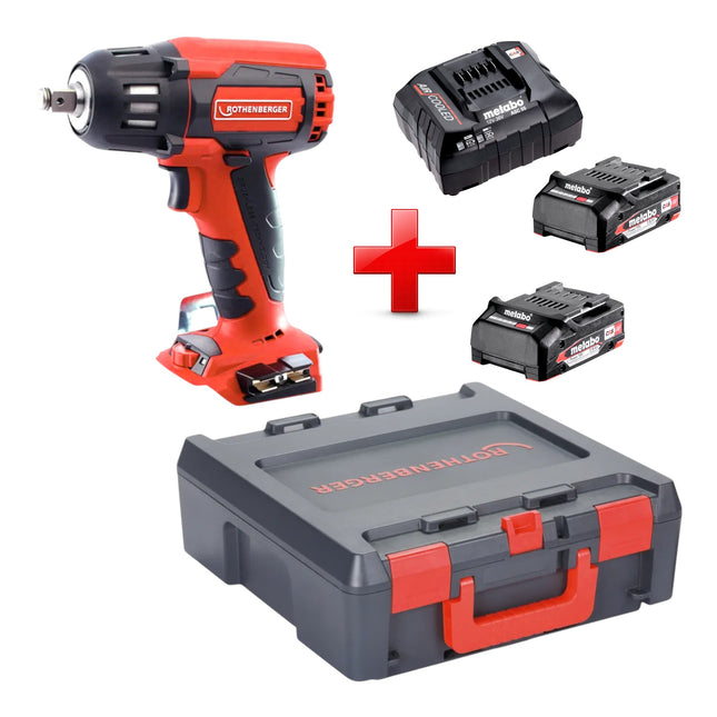 Rothenberger RO ID400 Akku Schlagschrauber 18 V 400 Nm Brushless 2x Akku 2 0 Ah Ladegeraet Rocase 0 - toolbrothers