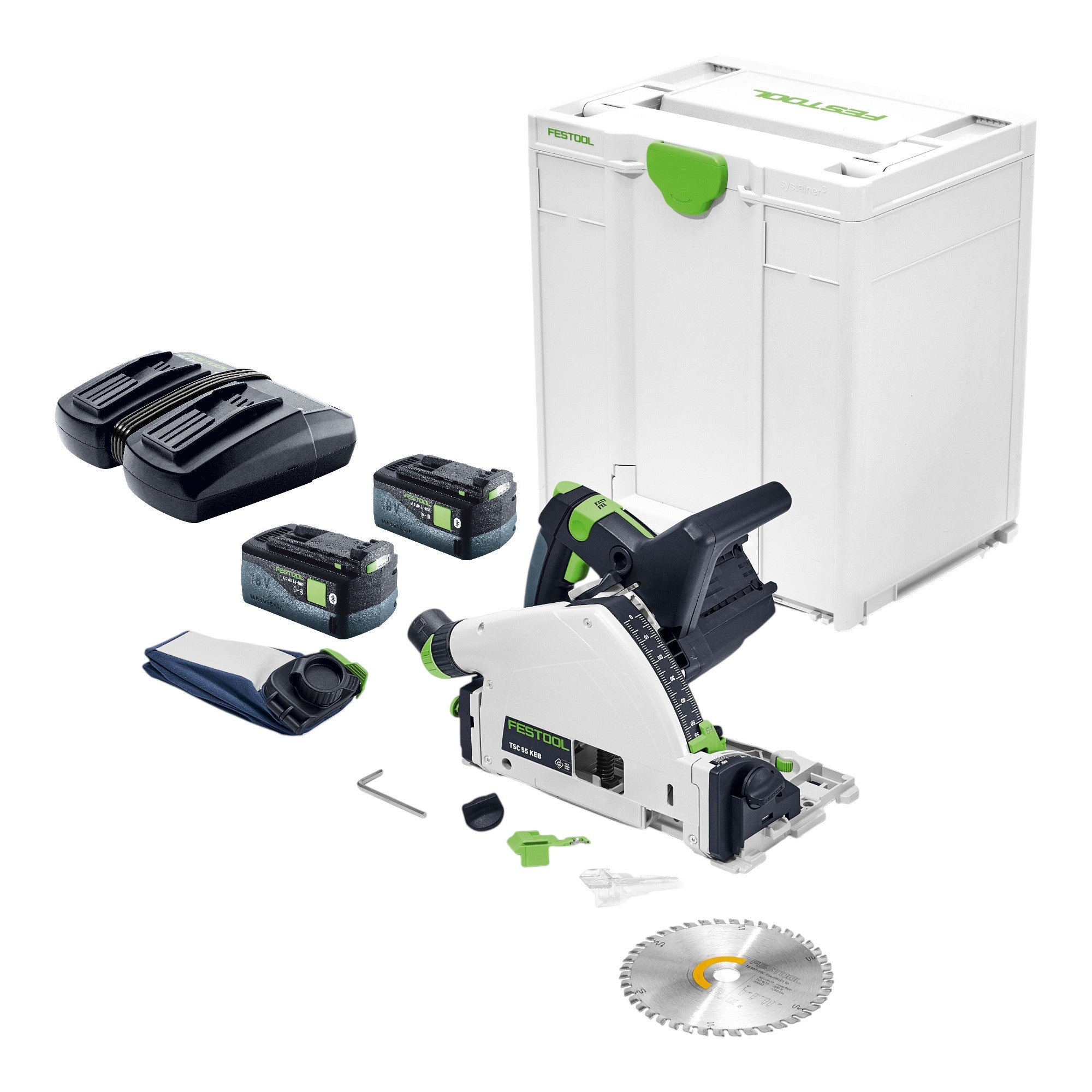 Festool TSC 55 KEB Basic Akku Tauchsaege 18 V 36 V 2x 18 V 160 mm Brushless 2x Akku 5 0 Ah Ladegeraet Systainer Nachfolger von 576712  0 - toolbrothers
