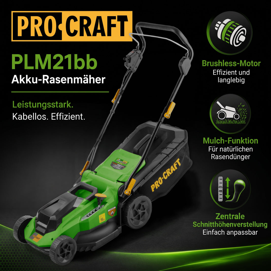 Tosaerba a batteria Procraft PLM21bb 40 V (2x 20 V) 380 mm Brushless Solo - senza batteria, senza caricabatterie