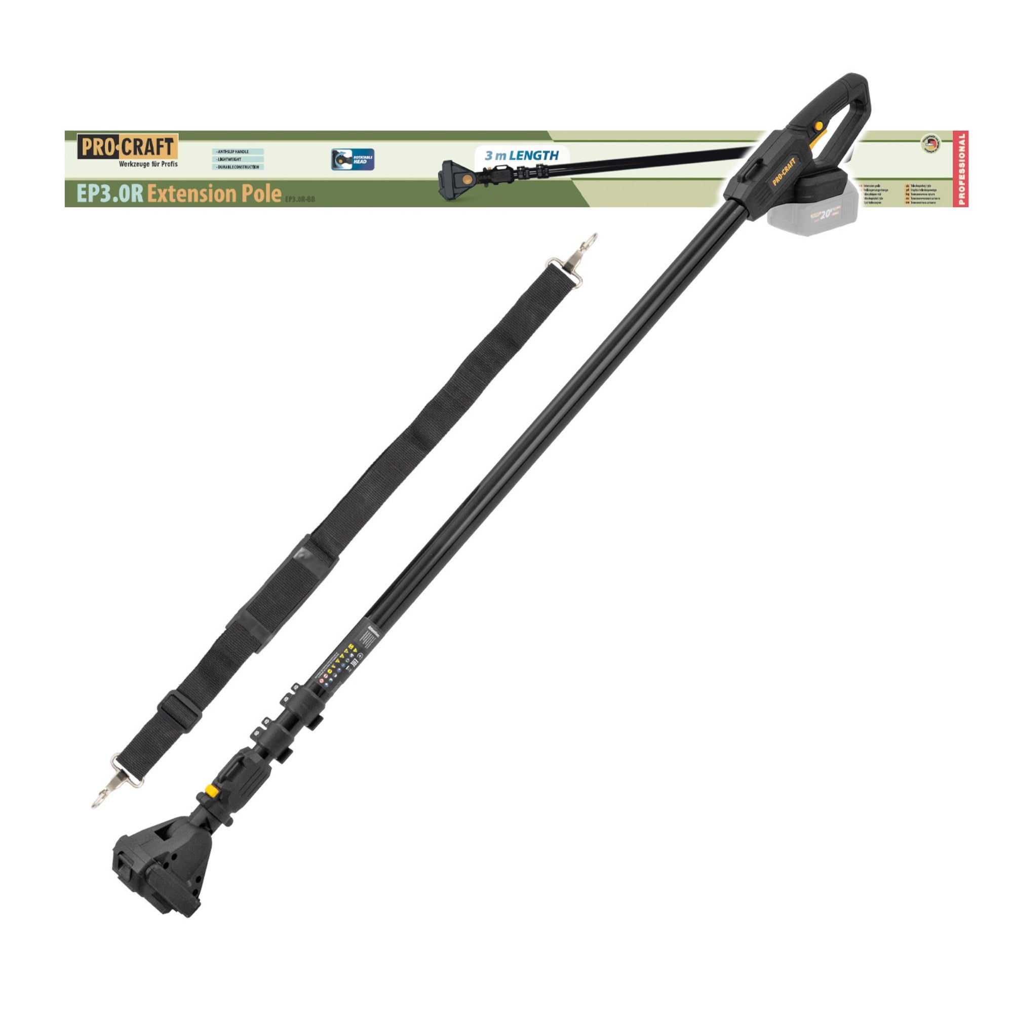 Procraft EP3 0R Teleskop Verlaengerung Aufsatz 1 2 3 0 m drehbar fuer Kettensaege 0 - toolbrothers