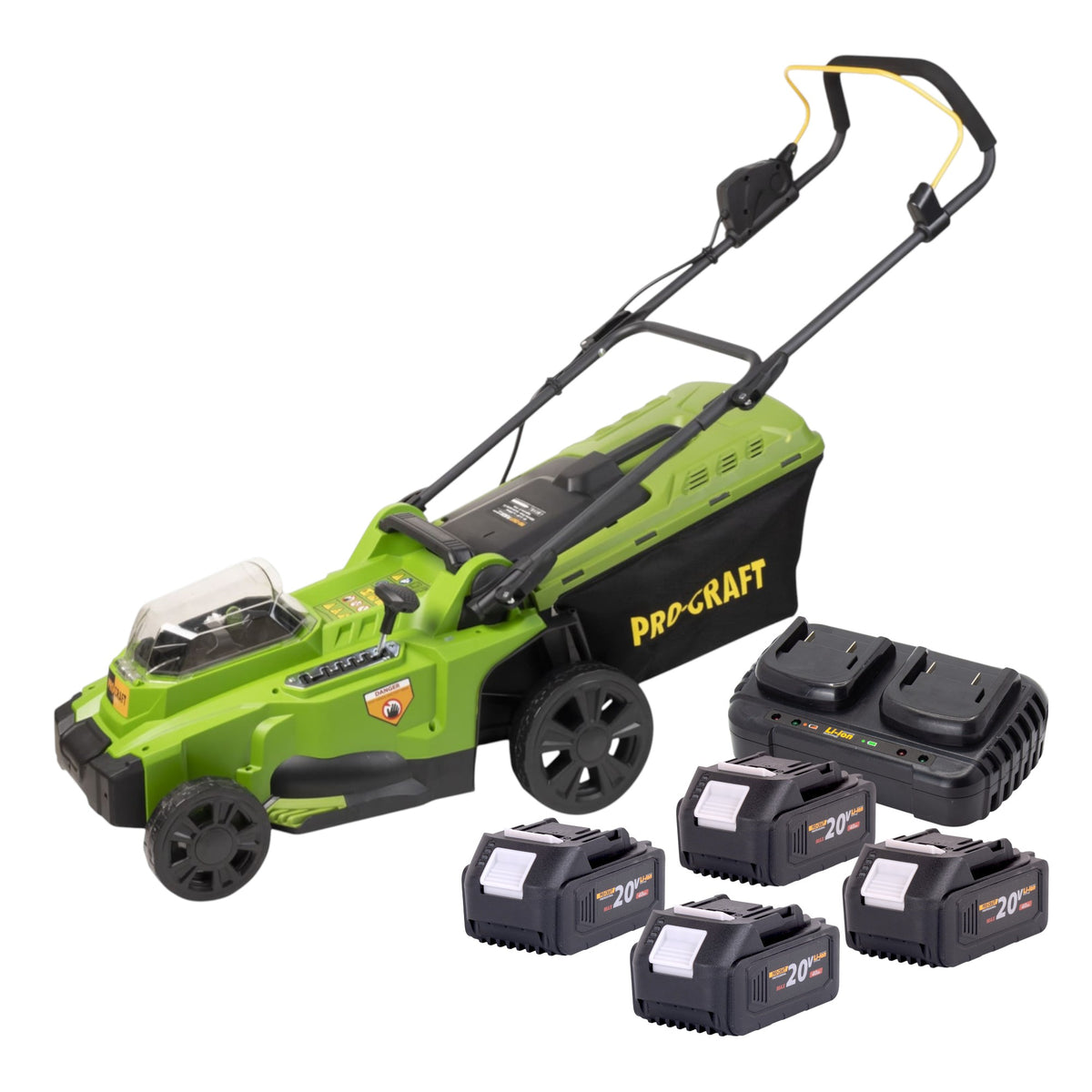 Tosaerba a batteria Procraft PLM20bb 40 V ( 2x 20 V ) 370 mm Brushless + 4x batteria 4,0 Ah + caricabatteria