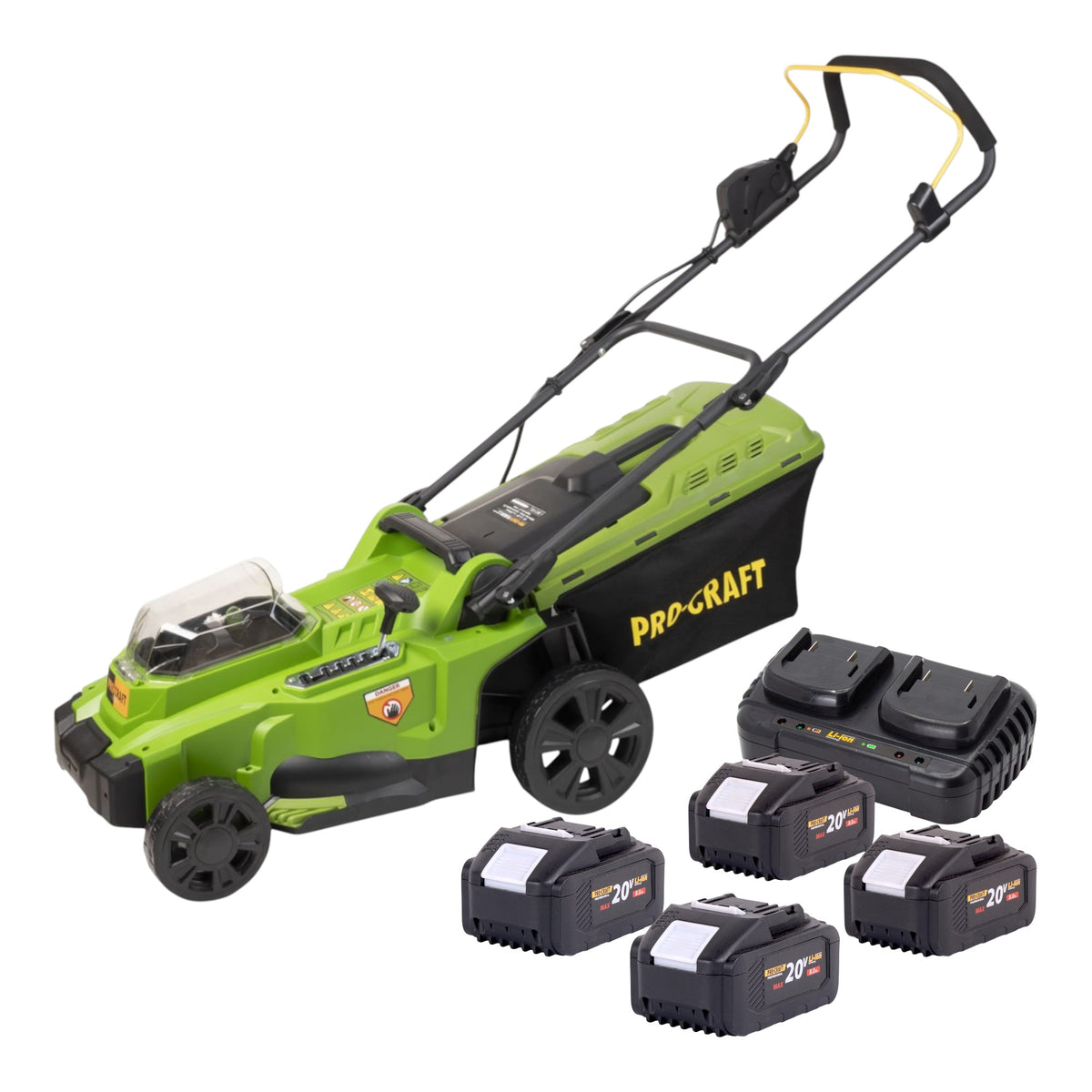 Tosaerba a batteria Procraft PLM20bb 40 V ( 2x 20 V ) 370 mm Brushless + 4x batteria 8,0 Ah + caricabatteria