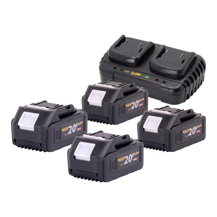 Procraft PLM22bb Akku Rasenmaeher 40 V 2x 20 V 430 mm Brushless 4x Akku 4 0 Ah Ladegeraet 2 - toolbrothers