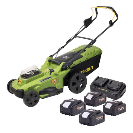 Procraft PLM22bb Akku Rasenmaeher 40 V 2x 20 V 430 mm Brushless 4x Akku 8 0 Ah Ladegeraet 0 - toolbrothers