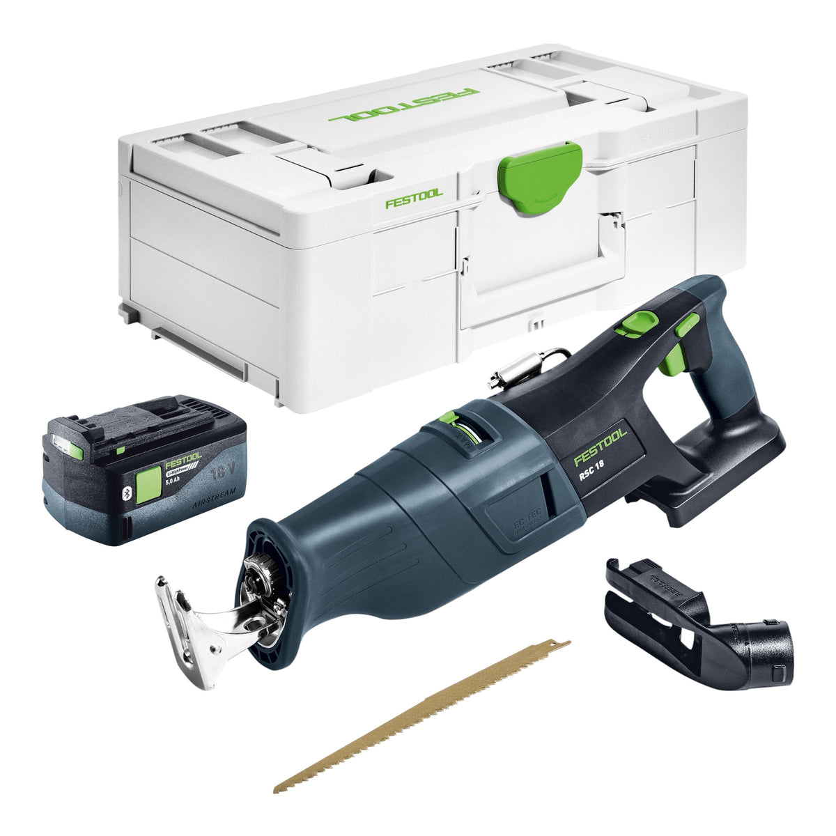 Festool RSC 18 EB-Basic Seghetto a batteria 18 V Brushless + 1x batteria 5,0 Ah + Systainer - senza kit di ricarica