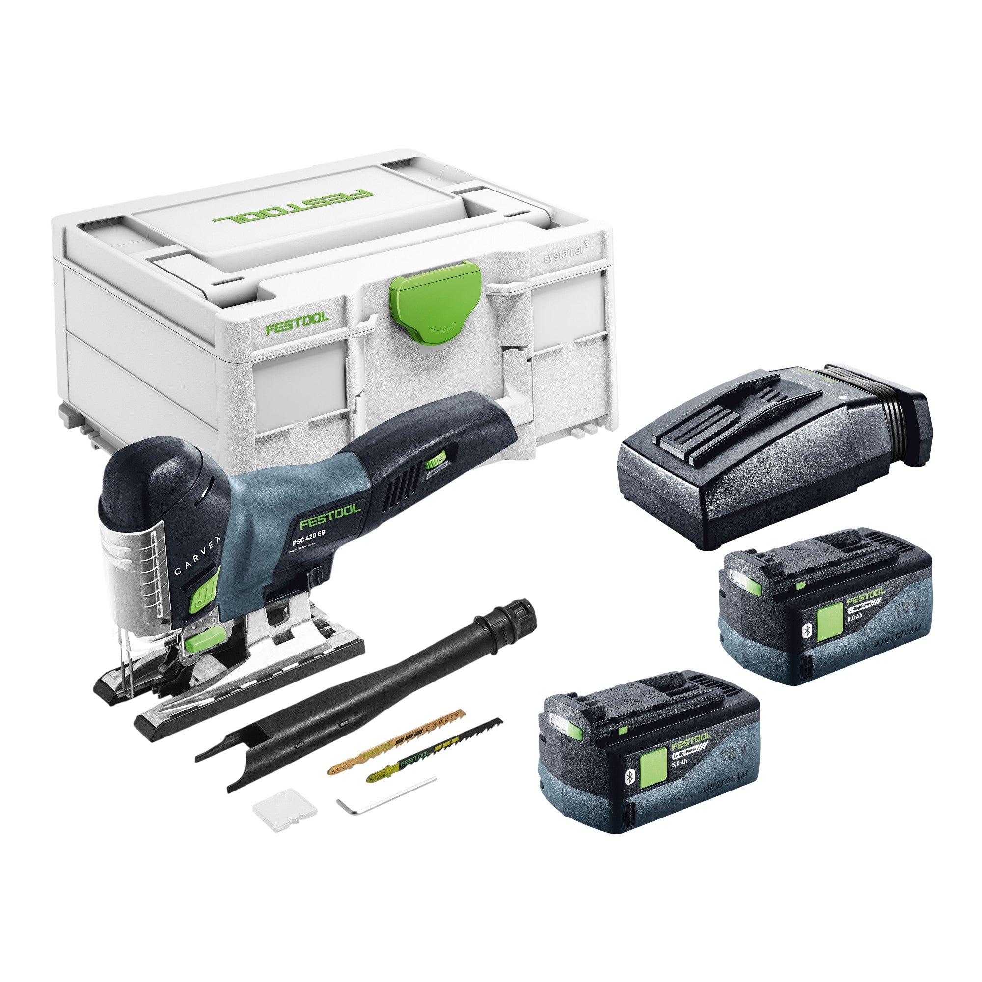 Festool PSC 420 EB Basic Akku Pendelstichsaege 18 V 120 mm Brushless 2x Akku 5 0 Ah Ladegeraet Systainer 0 - toolbrothers