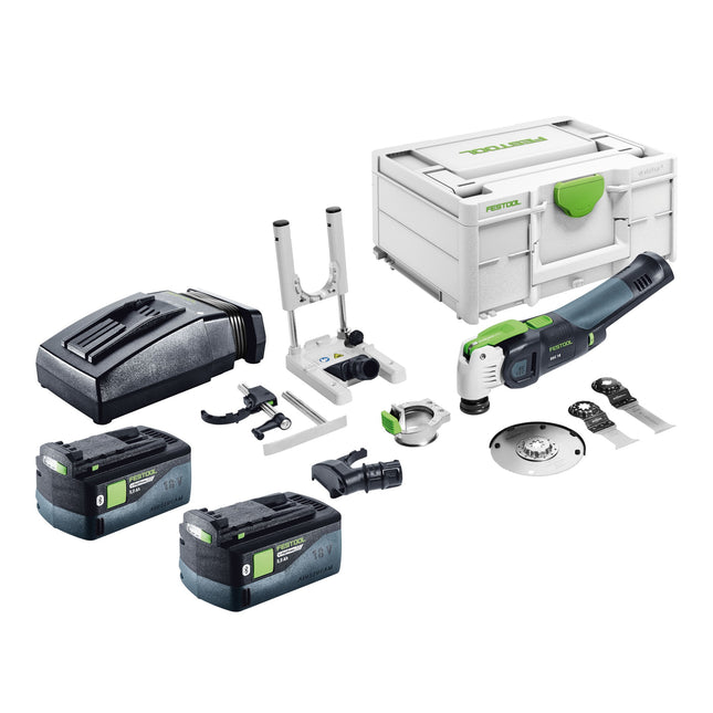 Festool VECTURO OSC 18 E Basic Set Akku Oszillierer 18 V Starlock Max Brushless 2x Akku 5 0 Ah Ladegeraet 7 tlg Zubehoer Set Systainer 0 - toolbrothers