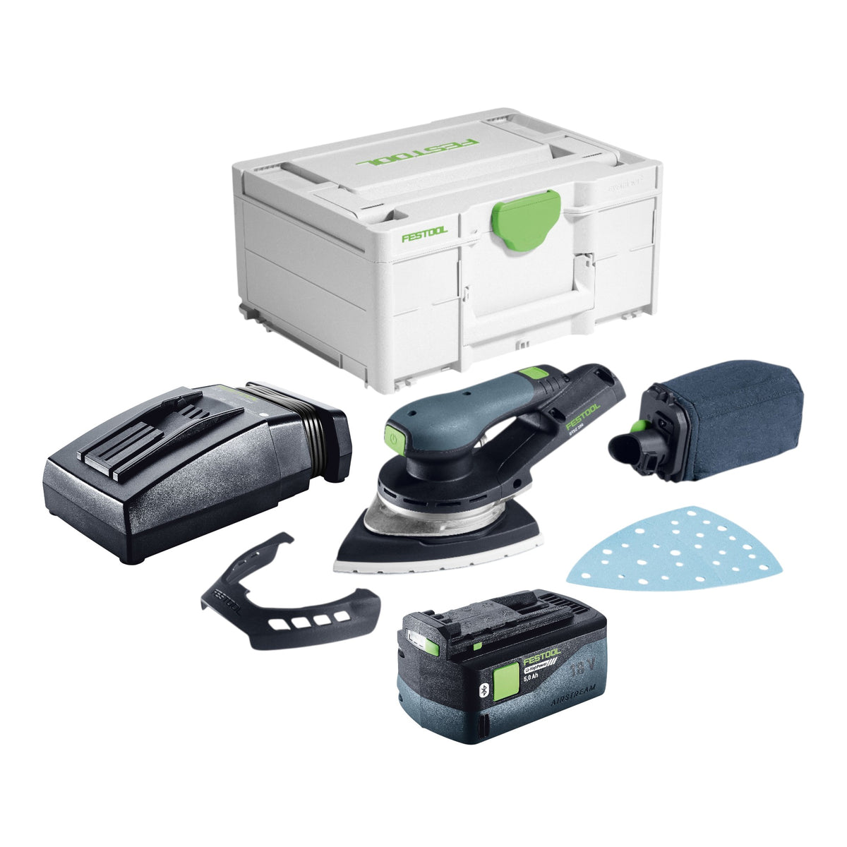 Festool DTSC 200-Basic Levigatrice triangolare a batteria 18 V 145 x 195 mm Brushless + 1x batteria 5,0 Ah + caricabatteria + Systainer