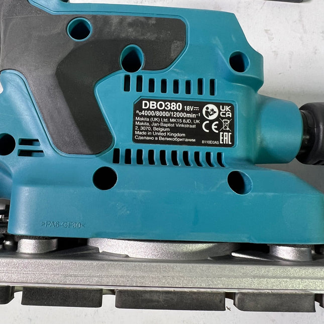Makita DBO 380 Z Akku Schwingschleifer 18 V 93 x 185 mm Brushless Solo ohne Akku ohne Ladegeraet Gebraucht 0 - toolbrothers