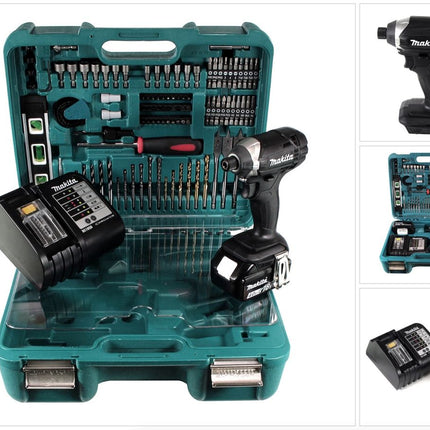 Makita DTD 152 STTK B Akku Schlagschrauber 18 V Schwarz mit 5,0 Ah Akku, Ladegerät und 101 tlg. Zubehör Set - Toolbrothers