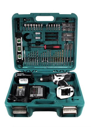 Makita DHP 482 STTK W Akku Schlagbohrschrauber 18 V 62Nm + 5,0 Ah Akku + Ladegerät + 101 tlg. Zubehör Set - Toolbrothers