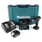 Makita DHP 483 ST1B Akku Schlagbohrschrauber 18 V 40Nm Schwarz im Koffer + 38tlg. Bit-Bohrer-Set + 1x 5,0Ah Akku + Ladegerät - Toolbrothers