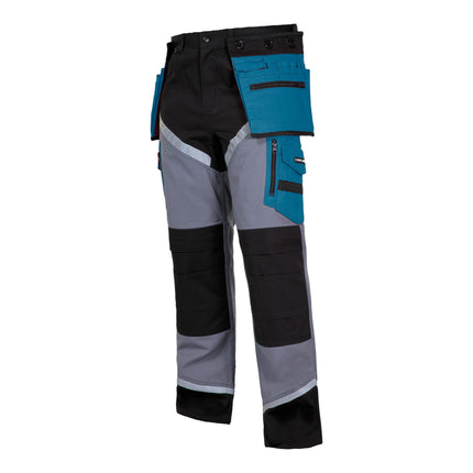 LAHTI PRO Arbeitshose mit Reflexstreifen Groesse XL L4050204 schwarz grau tuerkis 1 - toolbrothers