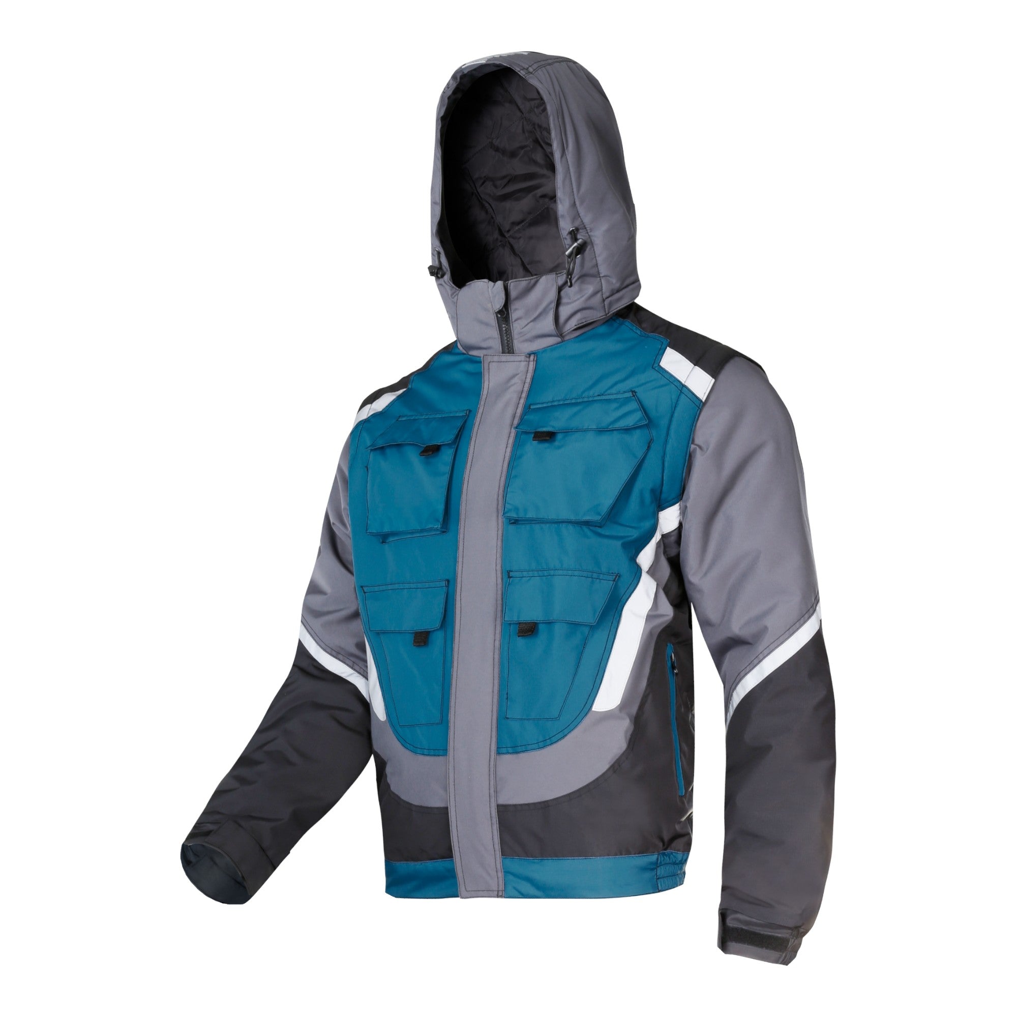LAHTI PRO Gepolsterte Arbeitsjacke mit Reflexstreifen Groesse XXL L4092405 schwarz grau tuerkis 0 - toolbrothers