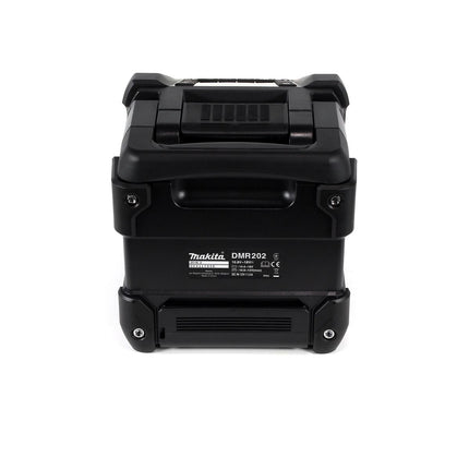 Makita DMR 202 RG B Baustellen Lautsprecher Schwarz Bluetooth Akku und Netzbetrieb mit 2x 6,0 Ah Akku und Ladegerät - Toolbrothers