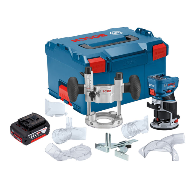 Bosch GKF 18V 8 Professional Akku Kantenfraese 18 V 8 0 mm Brushless 1x Akku 5 0 Ah Taucheinheit L Boxx ohne Ladegeraet 0 - toolbrothers