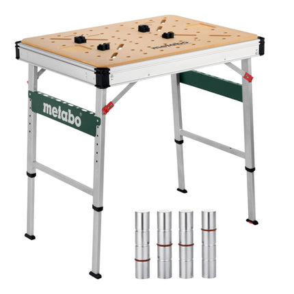 Metabo MWB 100 Multifunktionstisch mobile Werkbank robuste MDF Tischplatte 4 tlg Bankhaken Set 0 - toolbrothers