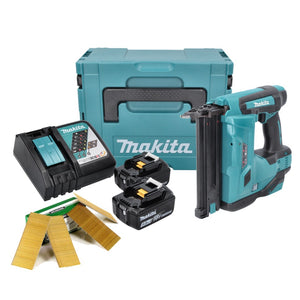 Makita DBN 500 RTJ Chiodatrice a batteria 18 V / 15-50 mm / 90° in valigetta Makpac + 2x Batterie 5,0 Ah + Caricabatterie + 20000x Chiodi da 50mm