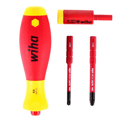 Wiha 2970-S4 easyTorque Adapter electric 2,0 Nm ( 41477 ) Drehmoment Set mit slimVario® Halter und slimBits SL/PZ 4-tlg. im Blister - Toolbrothers