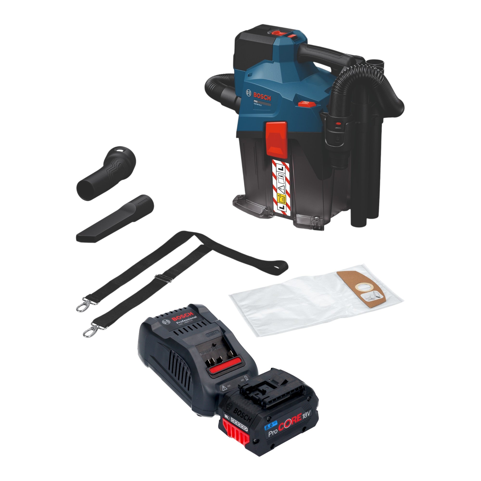 Bosch GAS 18V 6L S Akku Staubsauger 18 V 6 l Staubklasse L 1x ProCORE Akku 8 0 Ah Ladegeraet 0 - toolbrothers