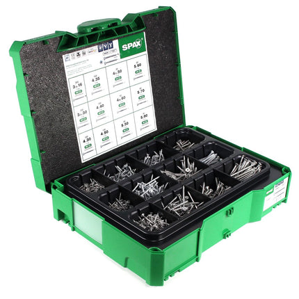 SPAX Box Senkkopf Schrauben Set 12 Größen 1385 tlg. im systainer ( 5000009172009 ) mit 5 BITs Torx T-STAR plus T20 4CUT WIROX - Toolbrothers