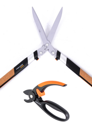 Fiskars Set 1x HS102 Heckenschere Quantum 63 cm Astschere  + 1x P43 Amboss Gartenschere 20 mm - Toolbrothers