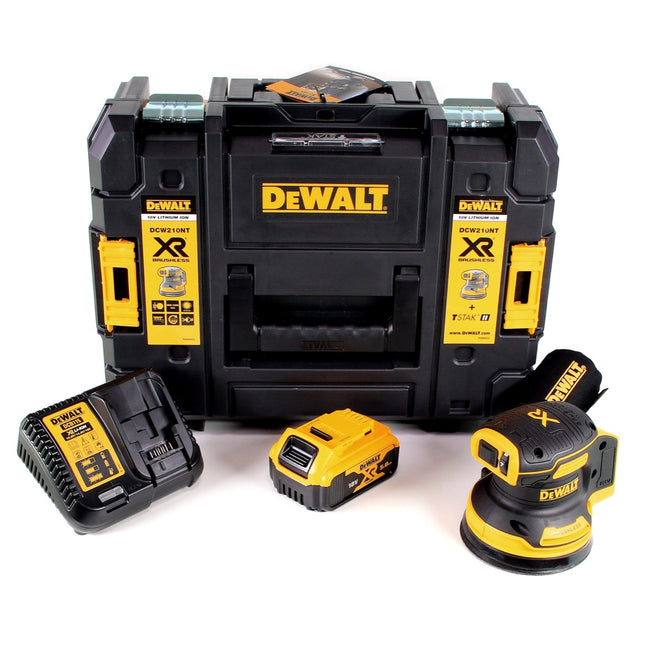 DeWalt DCW 210 P1 Akku Exzenterschleifer 18V 125mm Brushless + 1x Akku 5,0Ah + Ladegerät + TSTAK - Toolbrothers