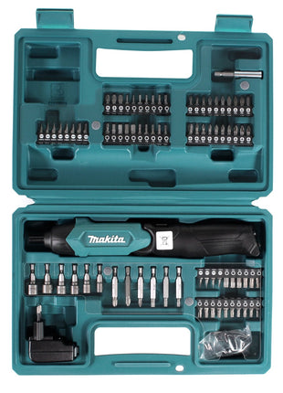 Makita DF 001 DW Akku Stabschrauber Knickschrauber 3,6V 1/4" im Transportkoffer mit integriertem 1,5Ah Akku + 81-tlg Zubehör-Set - Toolbrothers