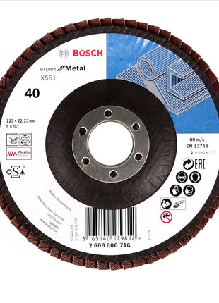 Bosch Fächerschleifscheiben X551 Expert for Metal 125mm, K40, 10 Stück ( 10x 2608606716 ) - Toolbrothers