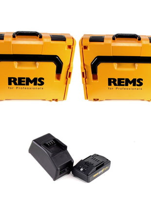 REMS Akku-Press 22V ACC + 1x Akku 2,5Ah + Schnellladegerät + Pressbacken Presszangen Standard Set TH16,20,26 in 2 L-Boxxen - Toolbrothers