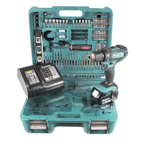 Makita DDF 485 SFTK Akku Bohrschrauber 18 V 50Nm Brushless + 3,0 Ah Akku + Ladegerät + 101 tlg. Werkzeugset im Koffer - Toolbrothers