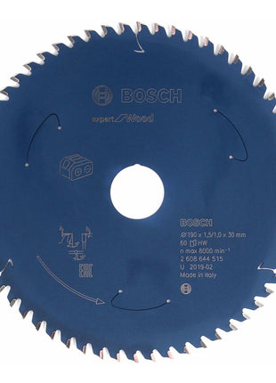 Bosch Kreissägeblatt Expert for Wood 190 x 1,0 x 30 mm 60 Zähne für Holz ( 2608644515 ) - Toolbrothers