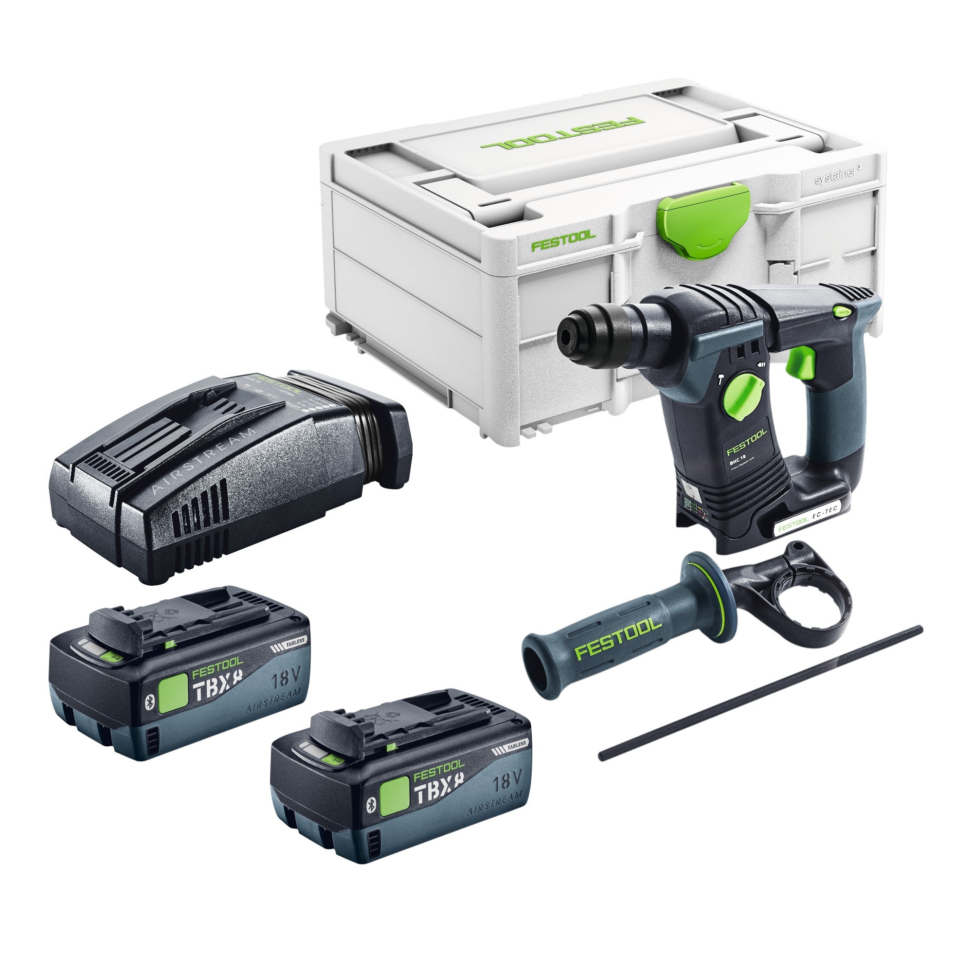 Festool BHC 18 Basic Akku Bohrhammer 18 V 1 8 J SDS Plus Brushless 2x Akku 8 0 Ah Schnellladegeraet Systainer 0 - toolbrothers