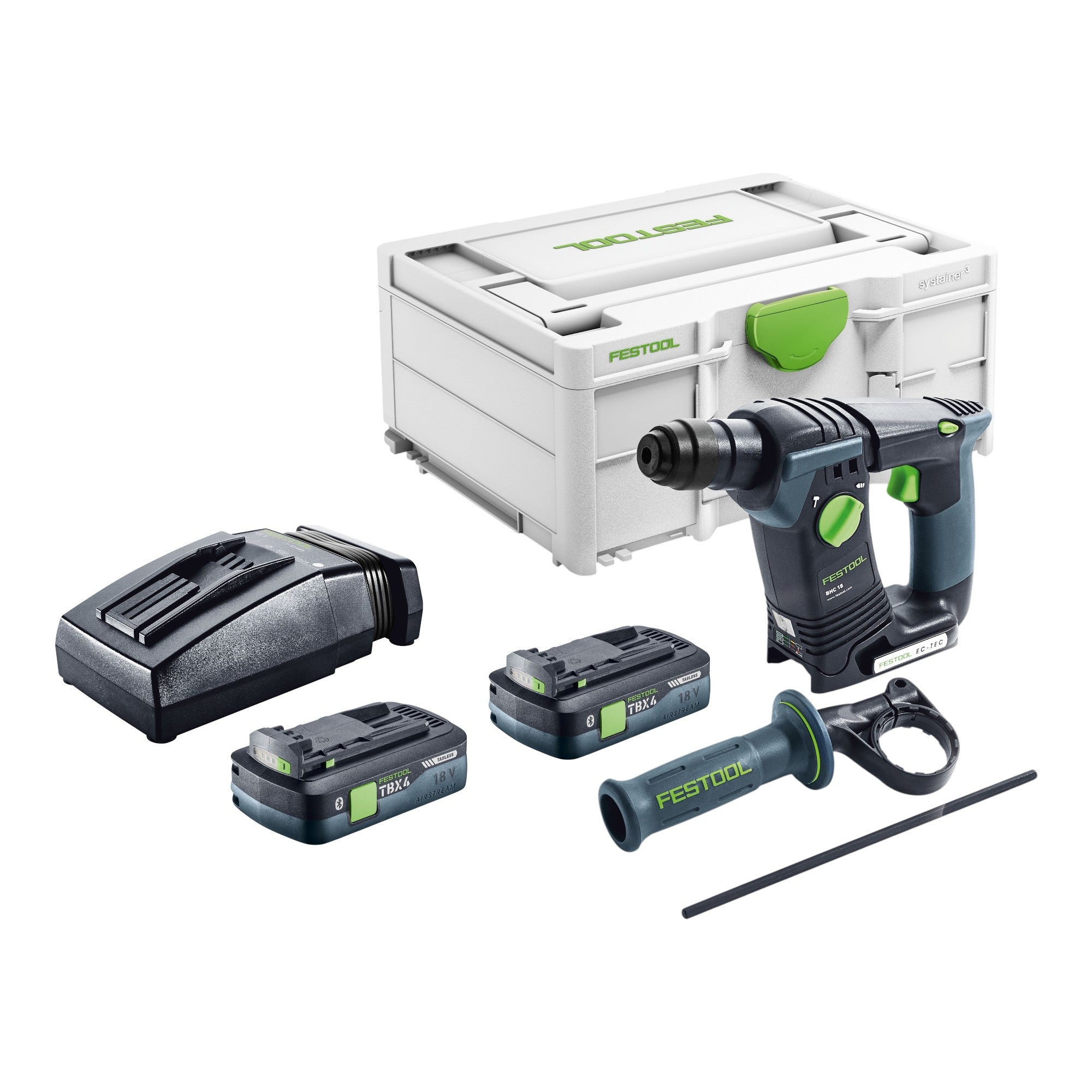 Festool BHC 18 Basic Akku Bohrhammer 18 V 1 8 J SDS Plus Brushless 2x Akku 4 0 Ah Ladegeraet Systainer 0 - toolbrothers
